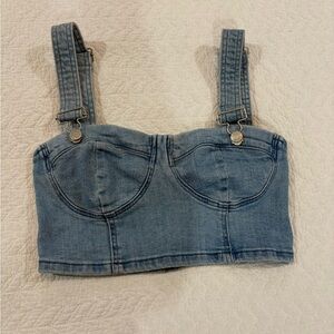 Bershka Light Blue Denim Top